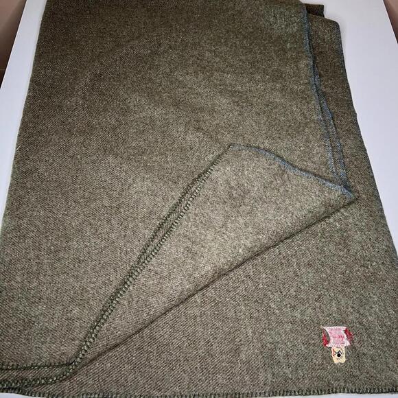 vintage 1954 military style green army blanket 115x80 cm motecht door label mid - Picture 1 of 8